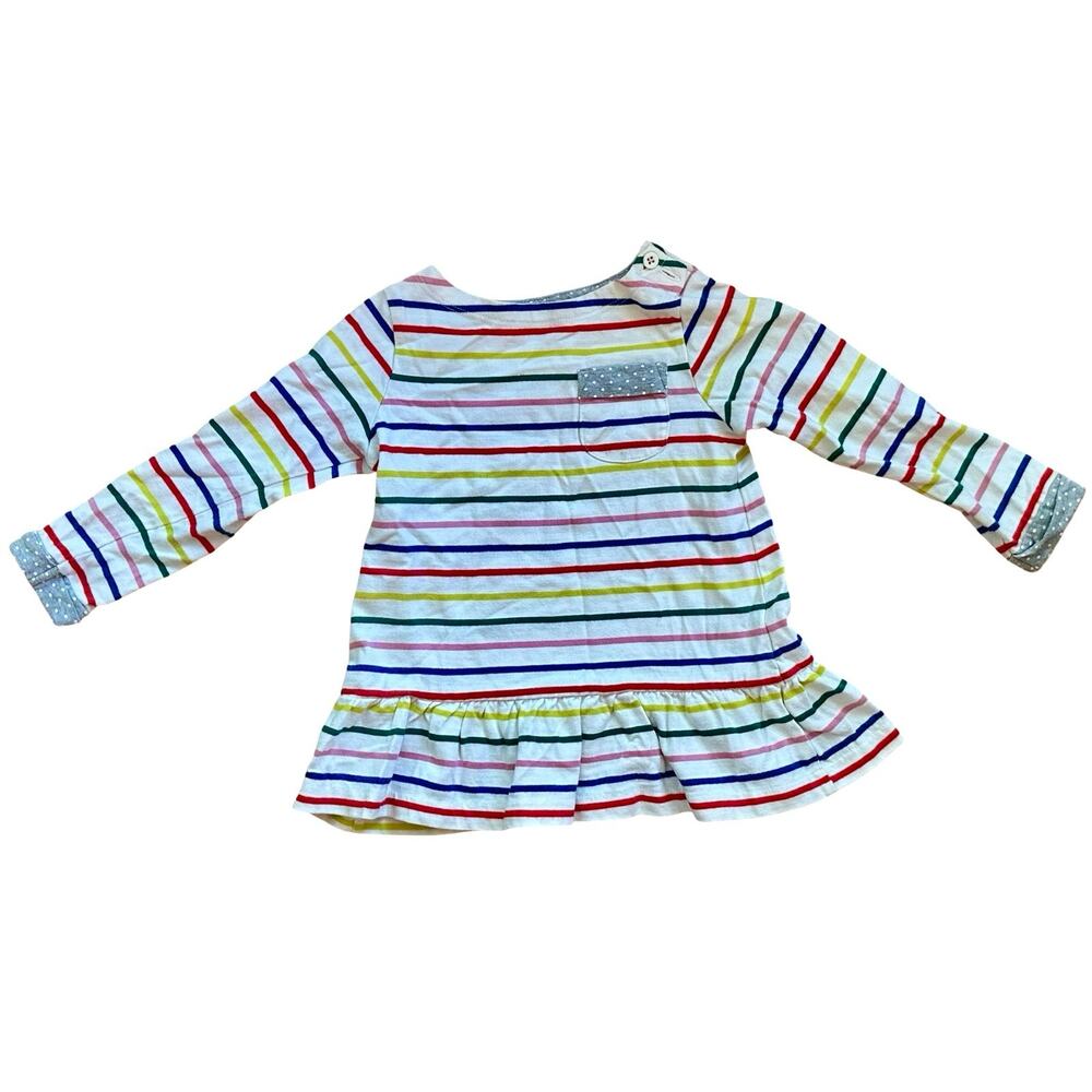 Mini Boden Girls 2-3Y Rainbow Stripe Ruffle Peplum Long Sleeve Top